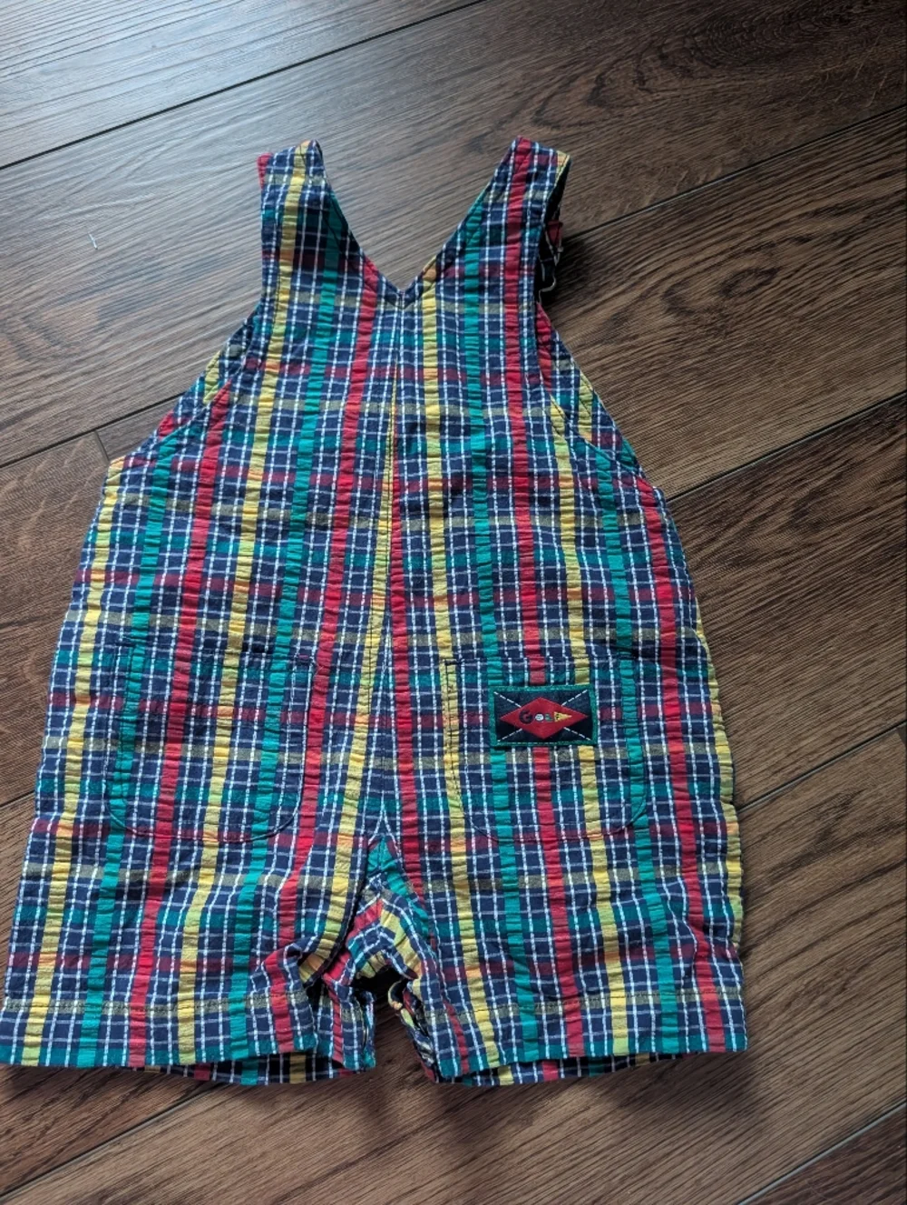 $ Vintage‎ Rainbow Tag Gymboree Fairway Plaid Short Overalls